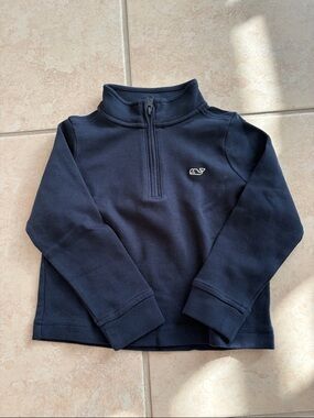 New Navy Half-Zip Pullover for Kids - Logo Detail